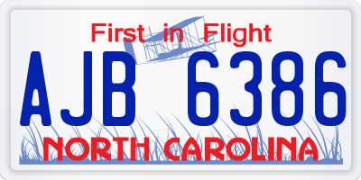 NC license plate AJB6386