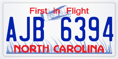 NC license plate AJB6394