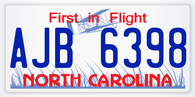 NC license plate AJB6398