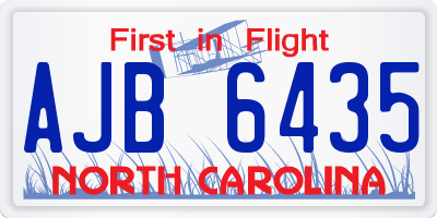NC license plate AJB6435