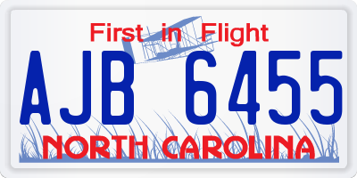 NC license plate AJB6455