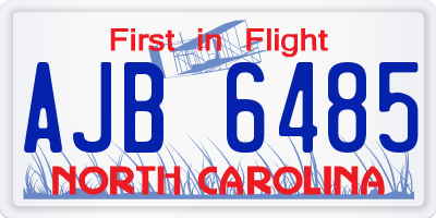 NC license plate AJB6485