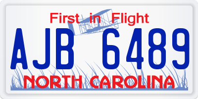 NC license plate AJB6489