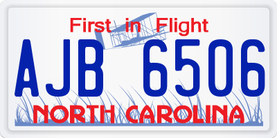 NC license plate AJB6506