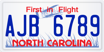 NC license plate AJB6789