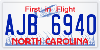 NC license plate AJB6940