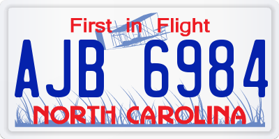 NC license plate AJB6984