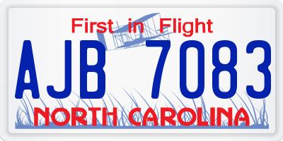 NC license plate AJB7083