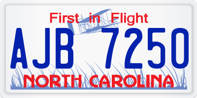 NC license plate AJB7250