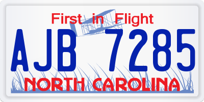 NC license plate AJB7285