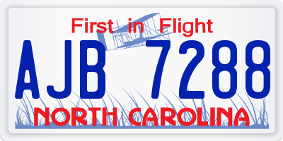 NC license plate AJB7288