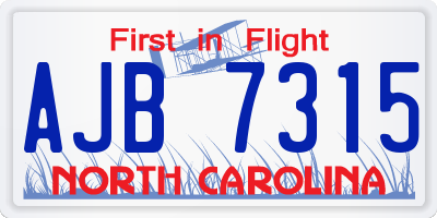 NC license plate AJB7315
