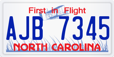NC license plate AJB7345
