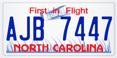 NC license plate AJB7447
