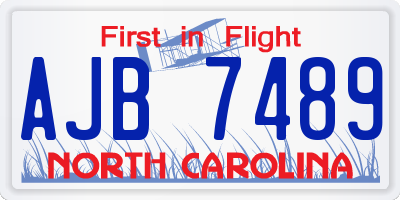 NC license plate AJB7489
