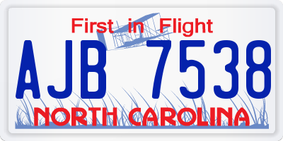 NC license plate AJB7538