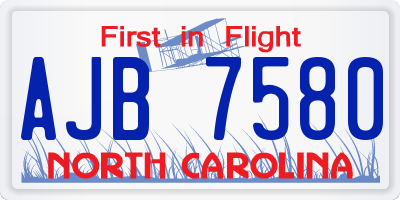 NC license plate AJB7580