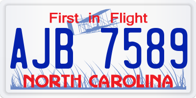 NC license plate AJB7589