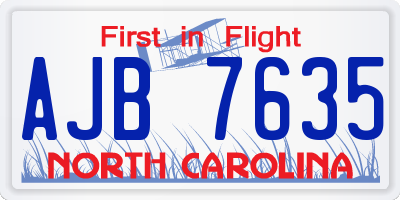 NC license plate AJB7635