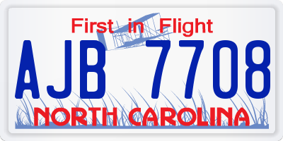 NC license plate AJB7708