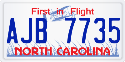 NC license plate AJB7735