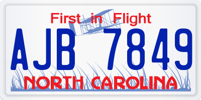 NC license plate AJB7849