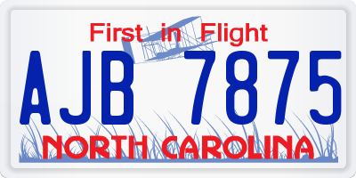 NC license plate AJB7875