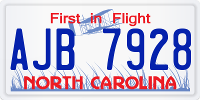 NC license plate AJB7928
