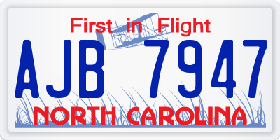 NC license plate AJB7947