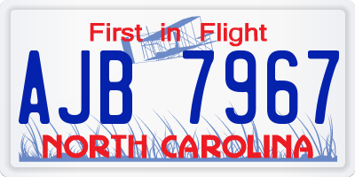 NC license plate AJB7967