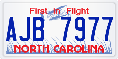 NC license plate AJB7977