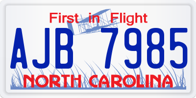 NC license plate AJB7985