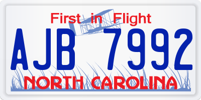 NC license plate AJB7992