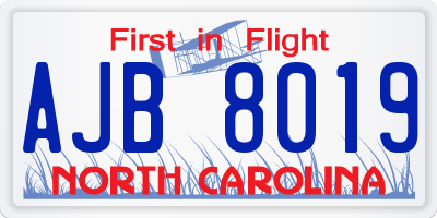 NC license plate AJB8019