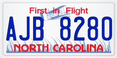 NC license plate AJB8280