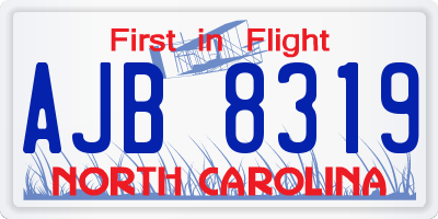 NC license plate AJB8319