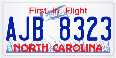 NC license plate AJB8323