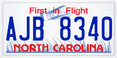 NC license plate AJB8340
