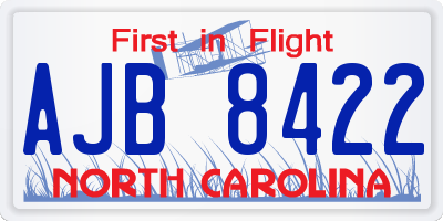 NC license plate AJB8422