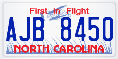 NC license plate AJB8450