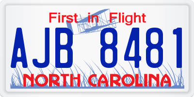 NC license plate AJB8481
