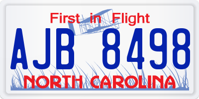 NC license plate AJB8498
