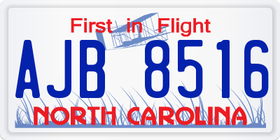 NC license plate AJB8516