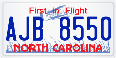 NC license plate AJB8550