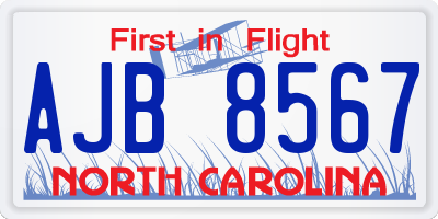 NC license plate AJB8567