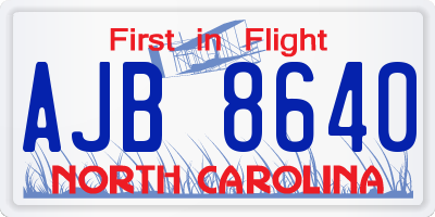 NC license plate AJB8640