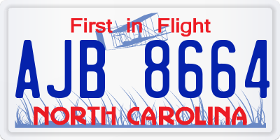 NC license plate AJB8664