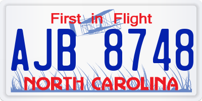 NC license plate AJB8748