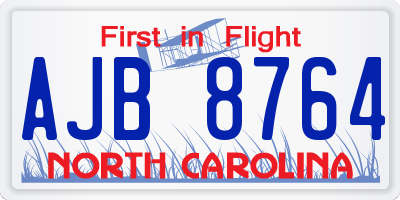 NC license plate AJB8764