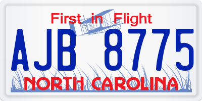 NC license plate AJB8775